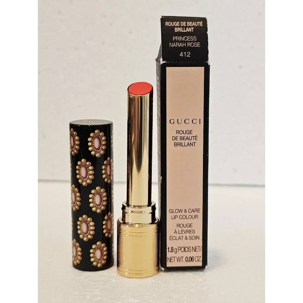 Gucci Rouge de Beauté Brillant Glow & Care Lip Colour in the shade 412